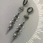 Boho mask pendant Earrings in Silver
