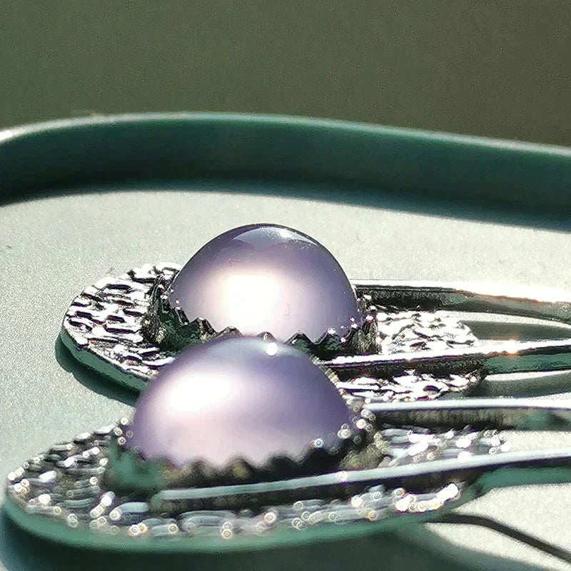 Boho Earrings with Purple Stones in Sterling Silver