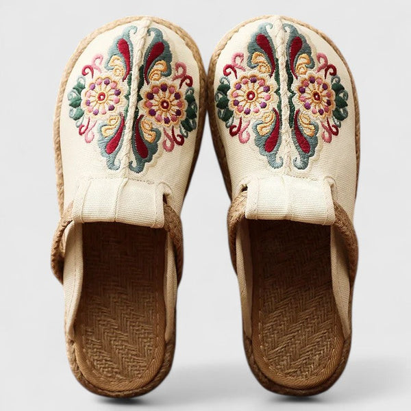 Clarize - Embroidered Flat Sandals