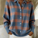 Jacqueline women's checked shirt-collar cardigan