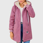 Karen women's long hooded teddy jacket