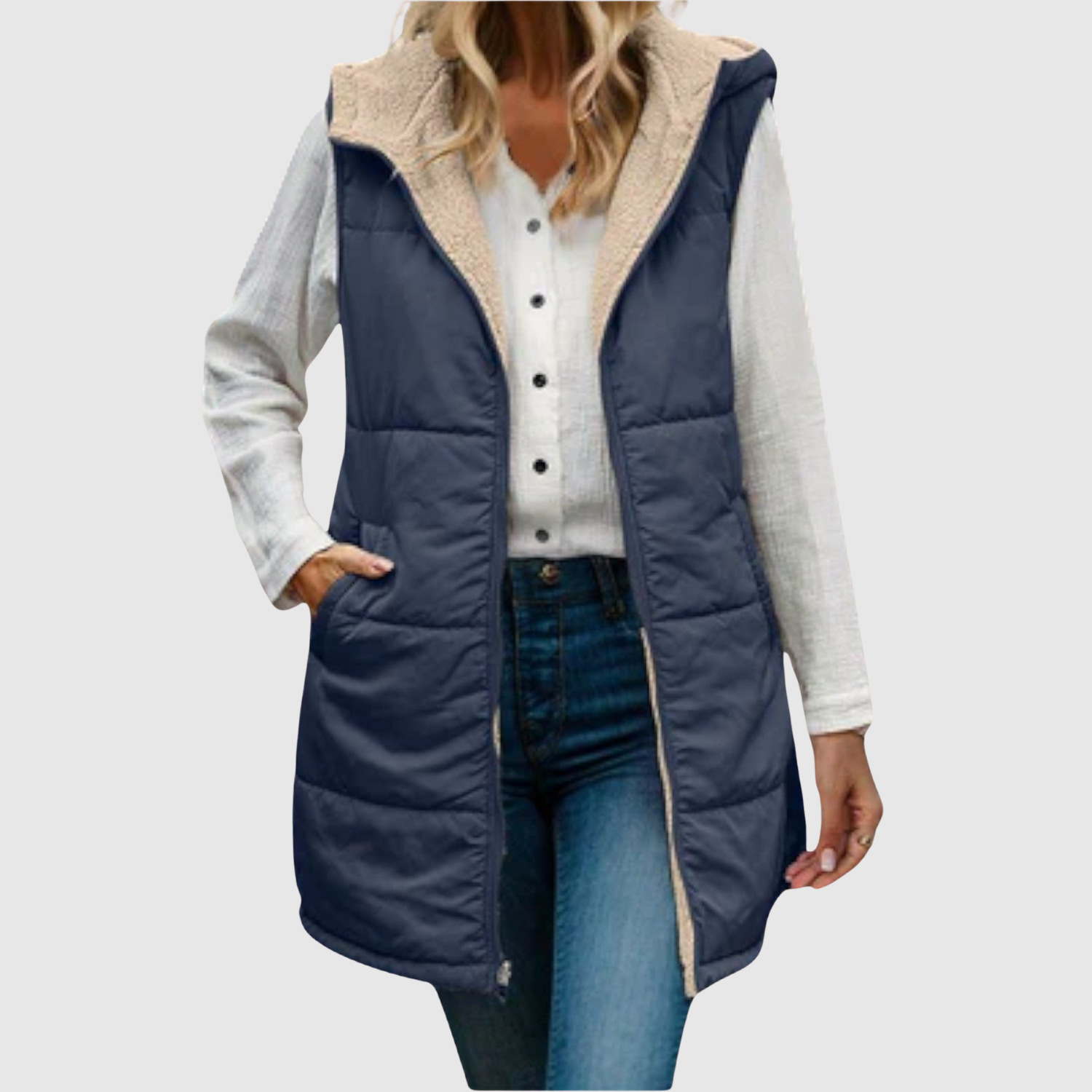 Long Hooded Jacket for women, view 2