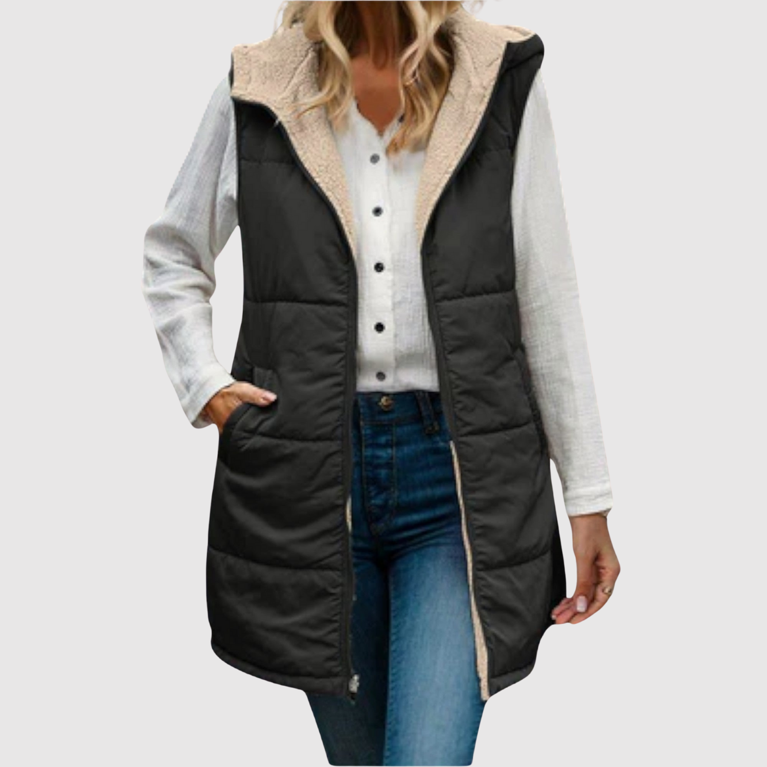 Long Hooded Jacket for women, view 3