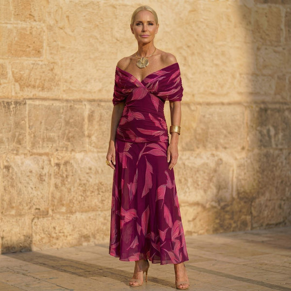 Celeste | Elegant Leaf Pattern Dress