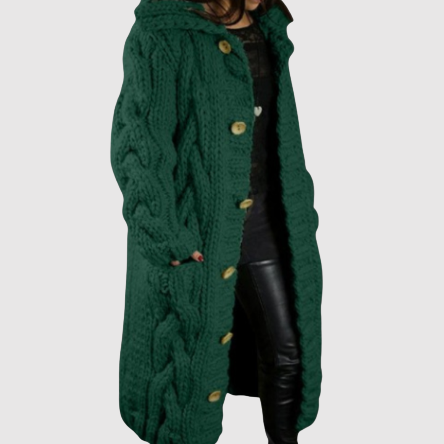 Jennifer women's long textured knitted coat