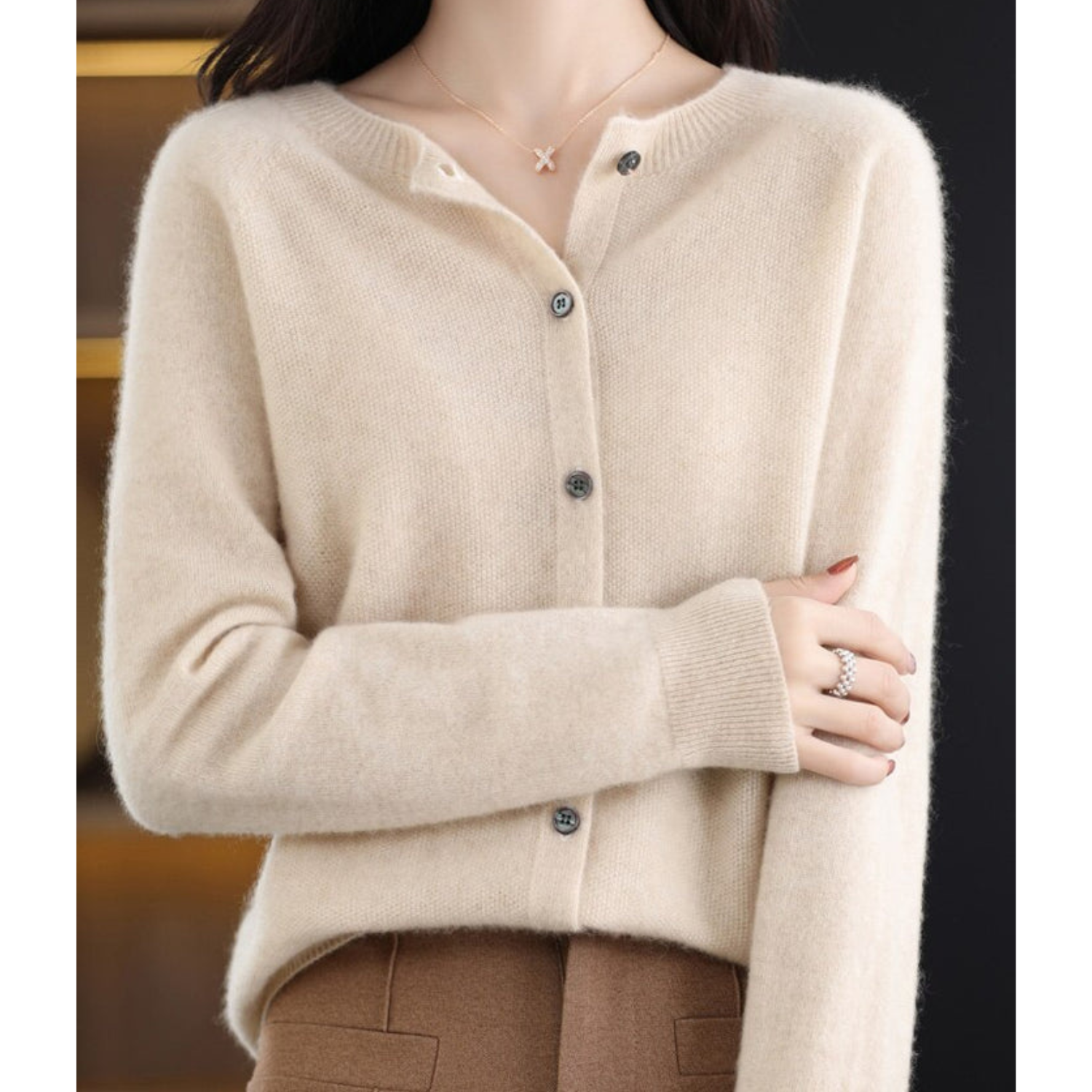 Merino Wool & Cashmere Blend Cardigan for women, view 15