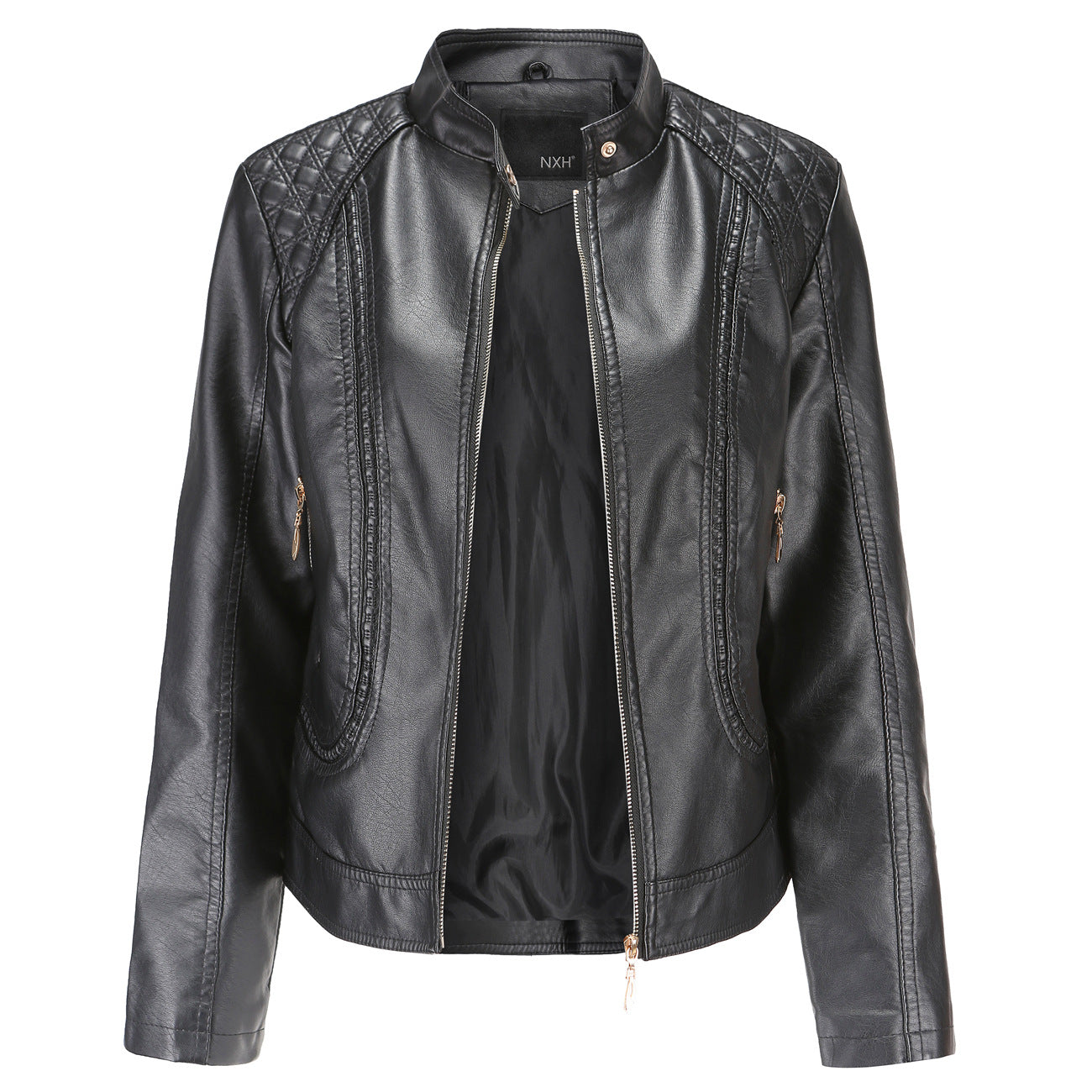 Faux Leather Motorcycle Jacket for women, view 2