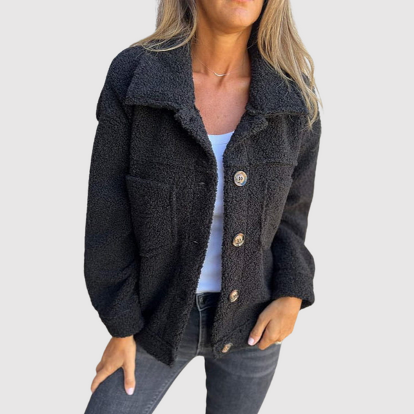 Maria women's teddy button jacket with pockets