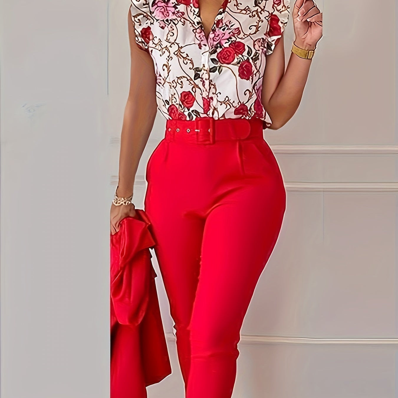 Florabel - Elegant Ensemble with Ruffled Sleeves