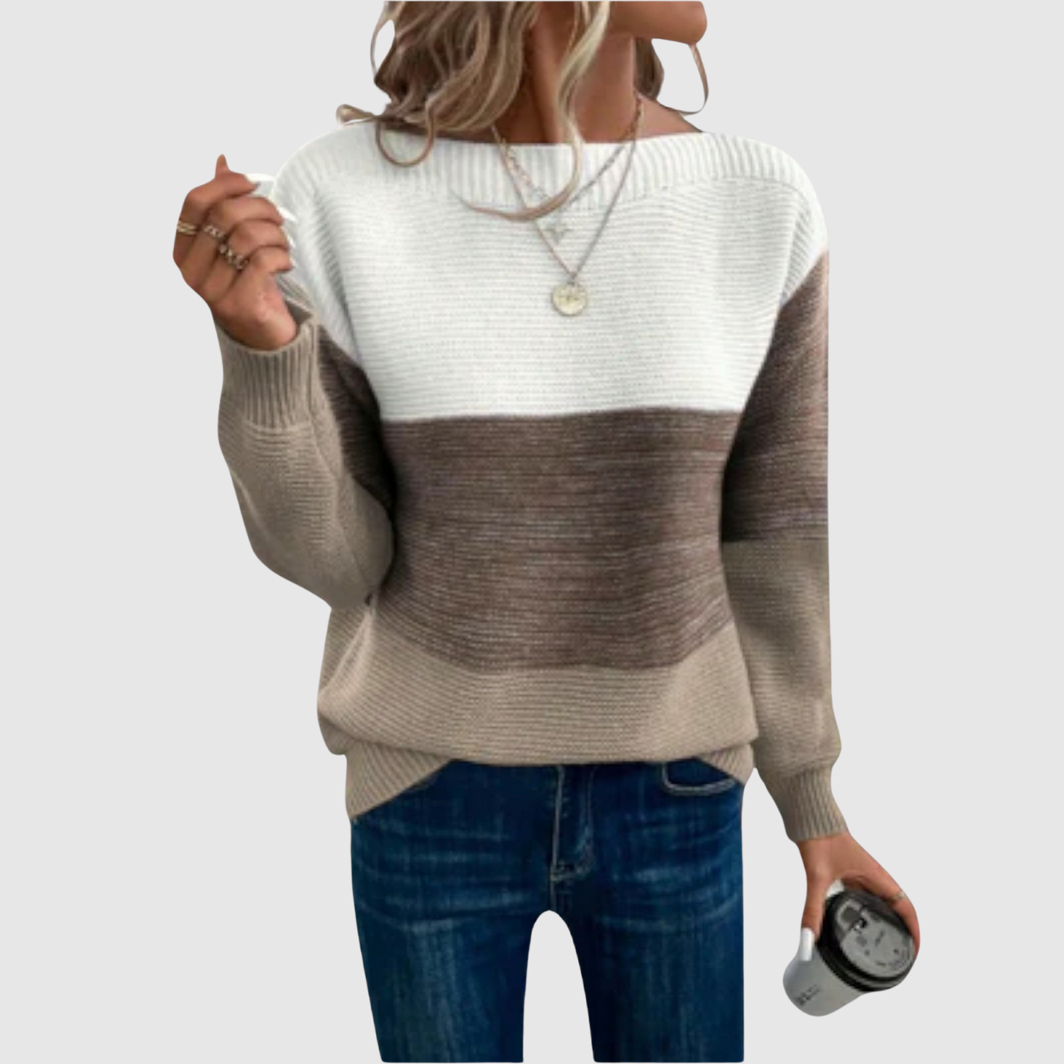 Colour Block Knit Top for women, view 3