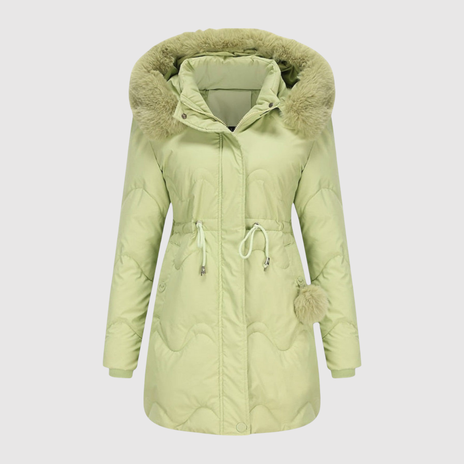 Quilted Parka with Faux Fur Collar for women, view 2