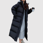 Long Quilted Hooded Coat for women