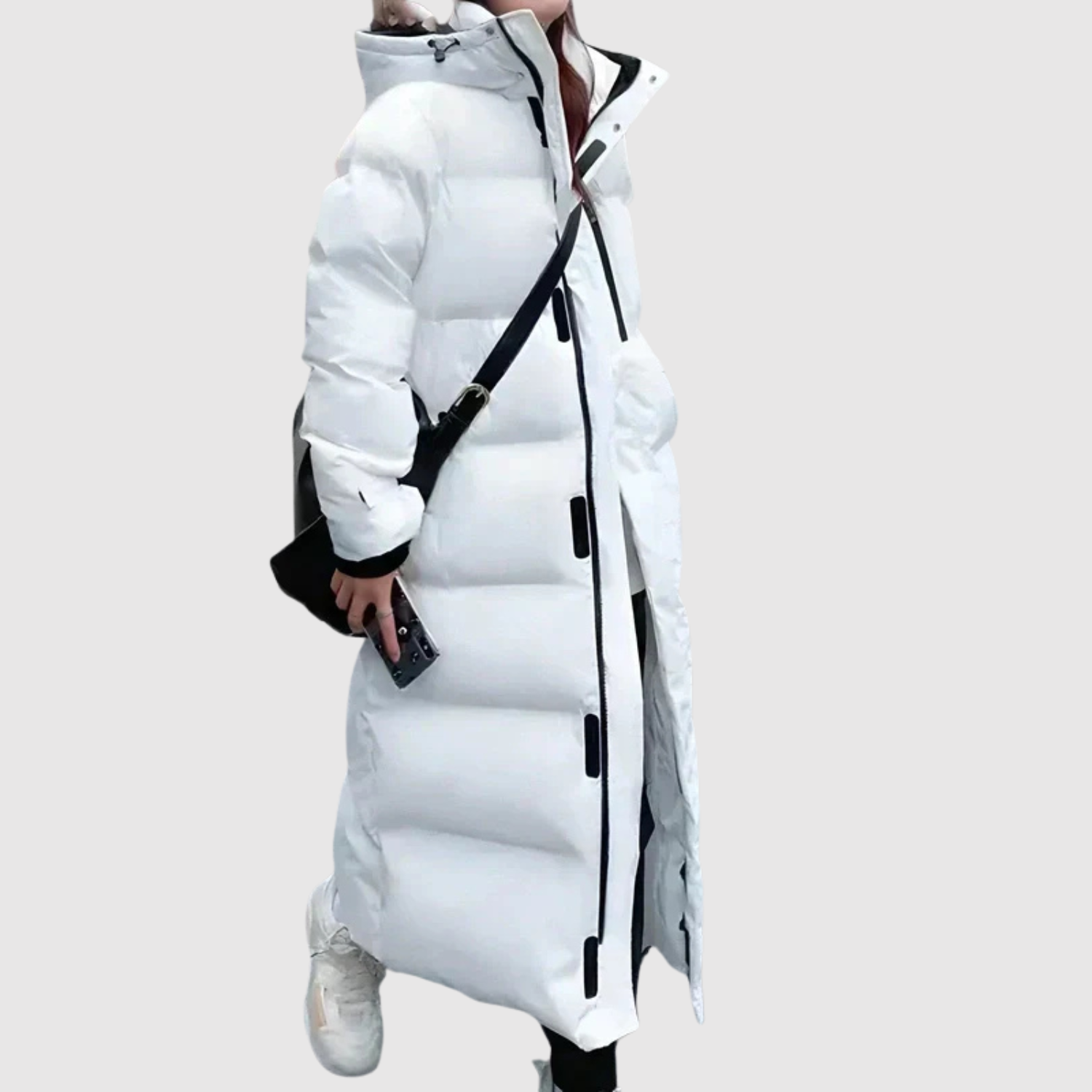 Long Quilted Hooded Coat for women, view 4