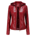 Faux Leather Jacket, Removable Hood for women, view 9