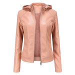 Faux Leather Jacket, Removable Hood for women, view 11