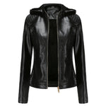 Faux Leather Jacket, Removable Hood for women, view 2