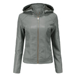 Faux Leather Jacket, Removable Hood for women, view 12