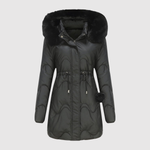 Quilted Parka with Faux Fur Collar for women