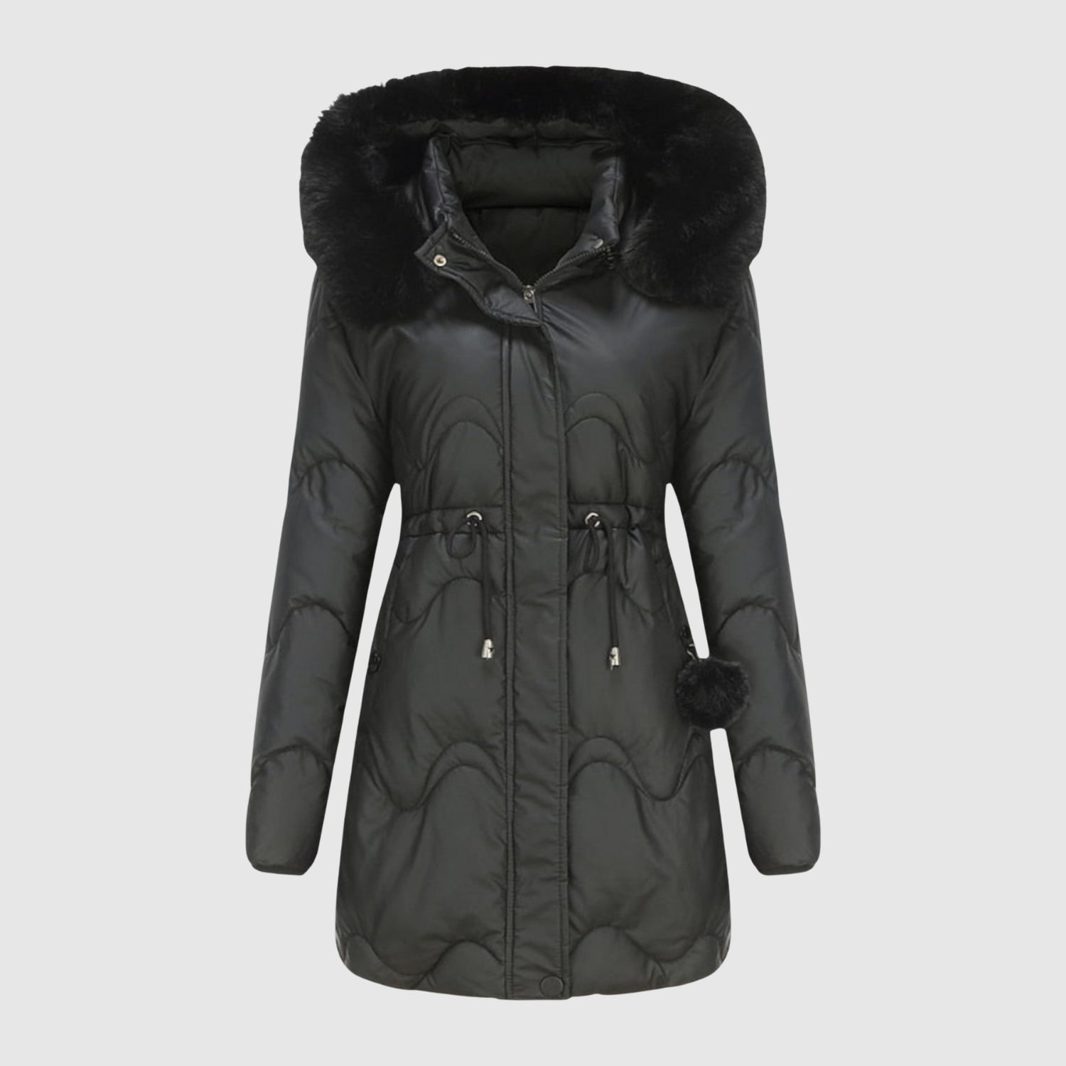 Quilted Parka with Faux Fur Collar for women