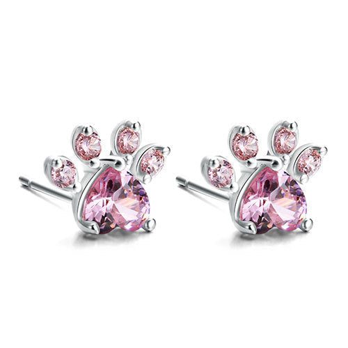 Rose Gold Paw Jewelry Set — 4-Piece Zirconia Heart Set