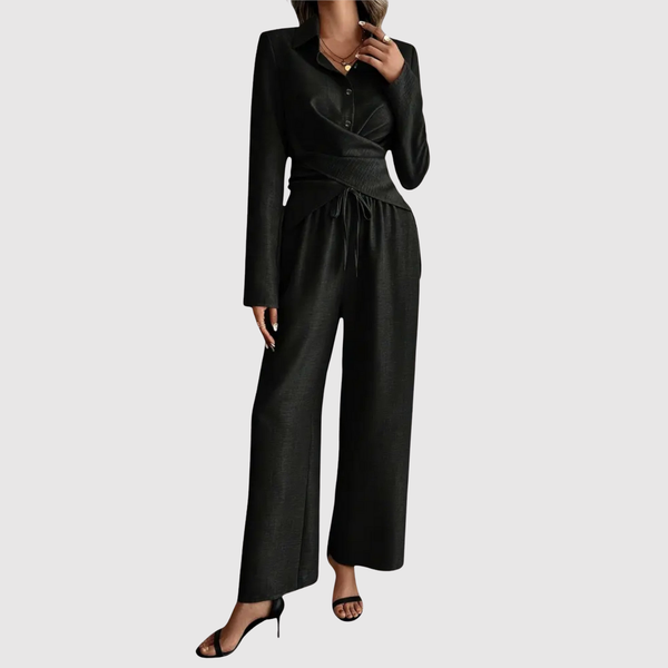 Hazel women's tie-front blouse & trouser set
