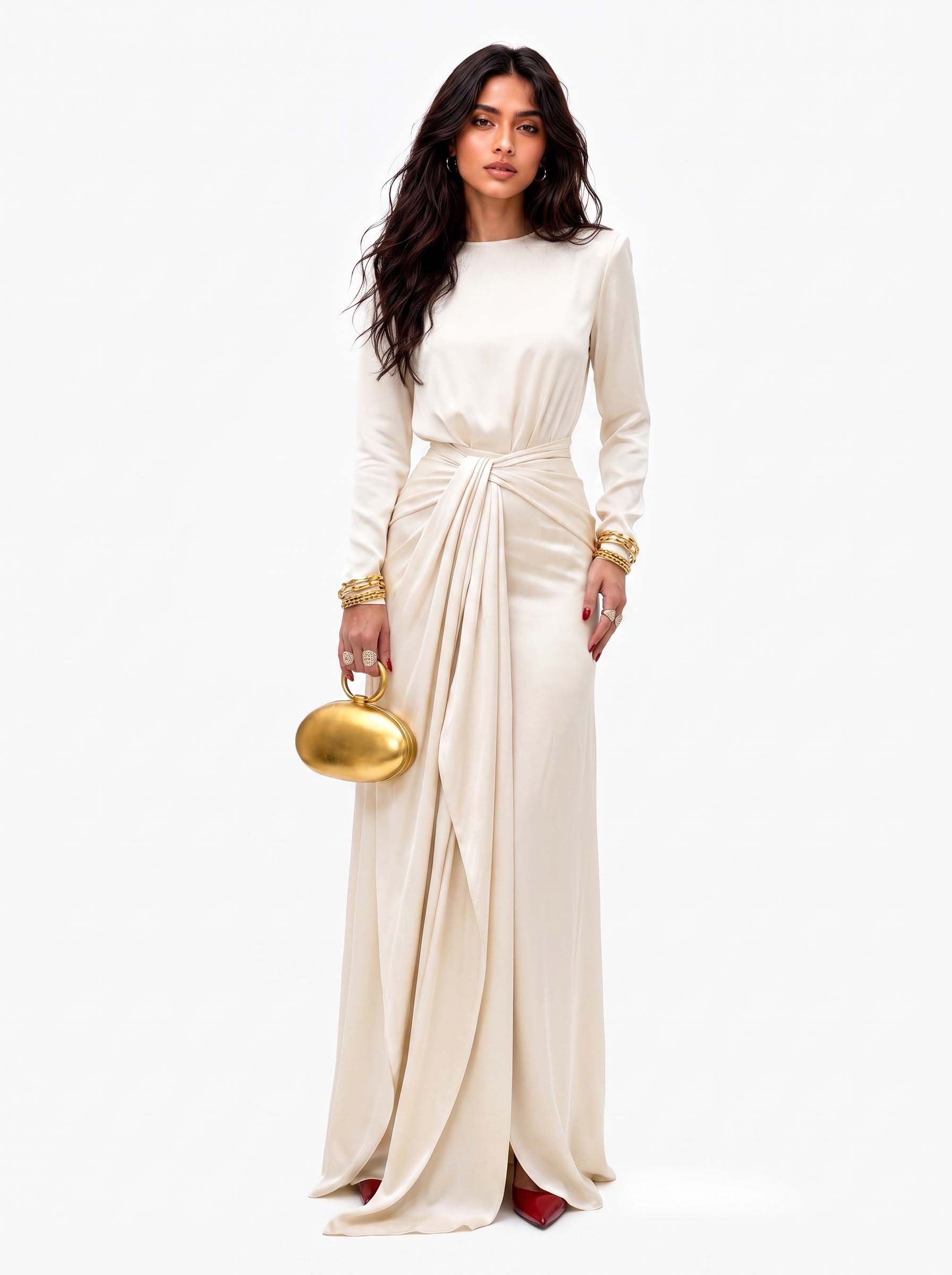 Verity draped satin maxi dress