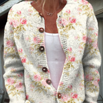 Miranda pink floral chunky knit cardigan