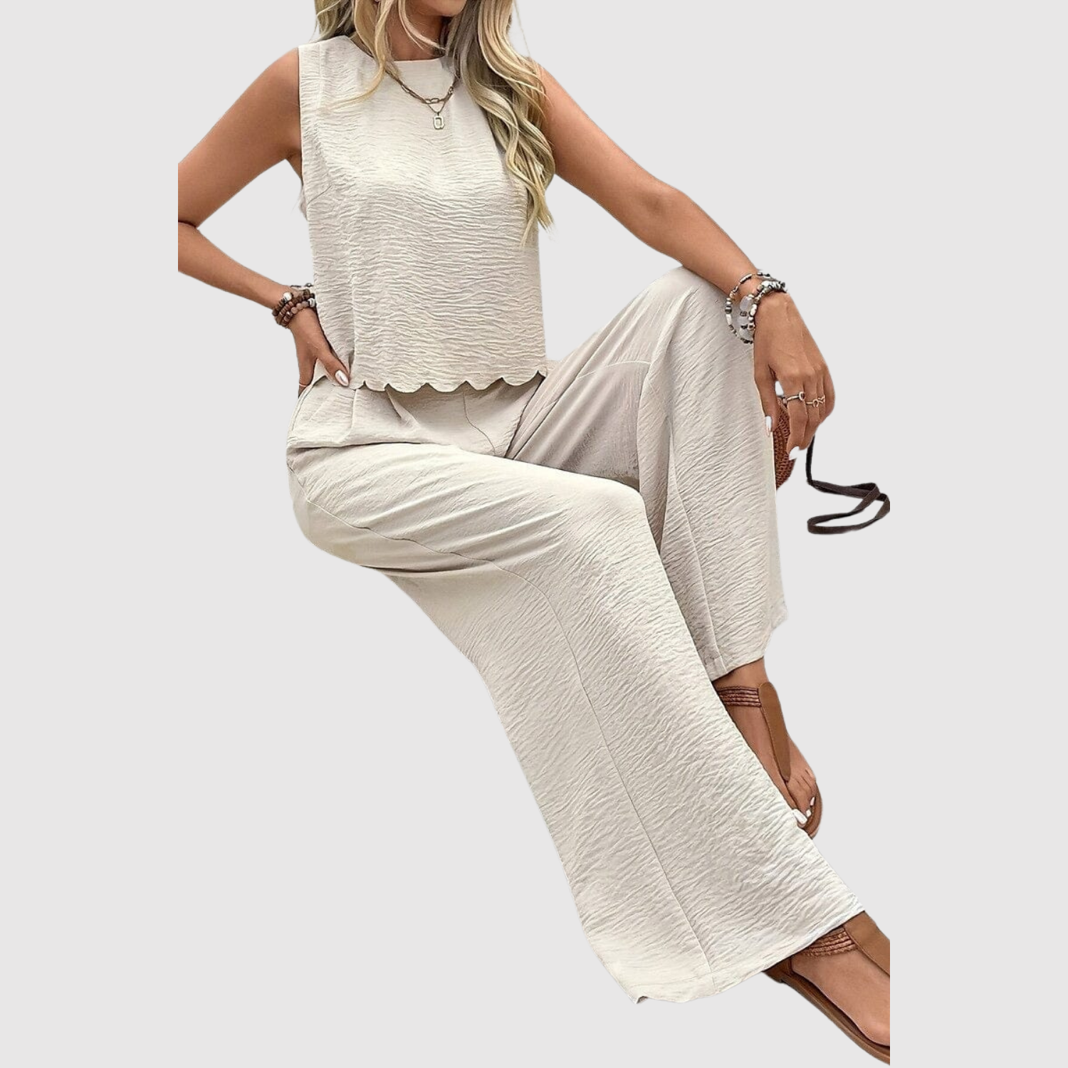 Sarah women's flowing trouser two-piece set