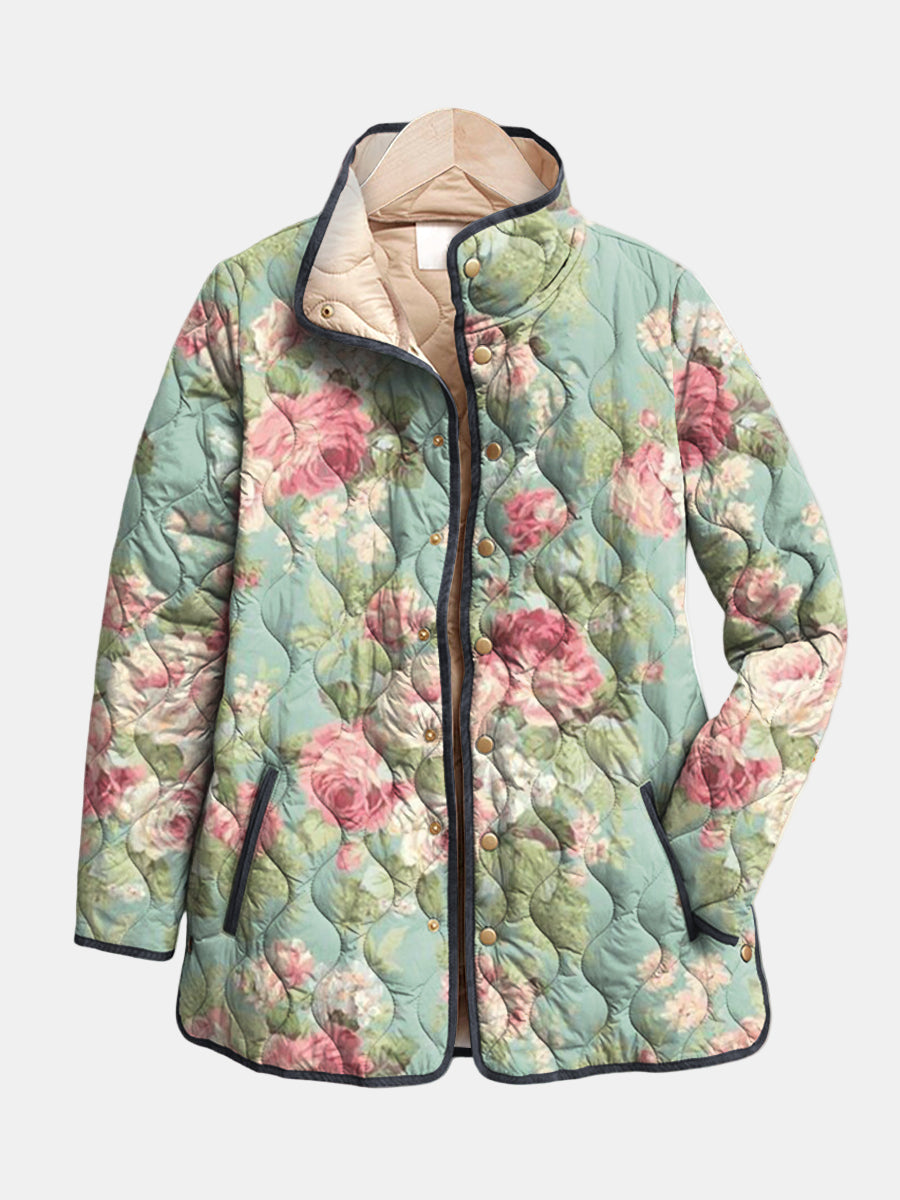 Martha women's sage floral quilted jacket