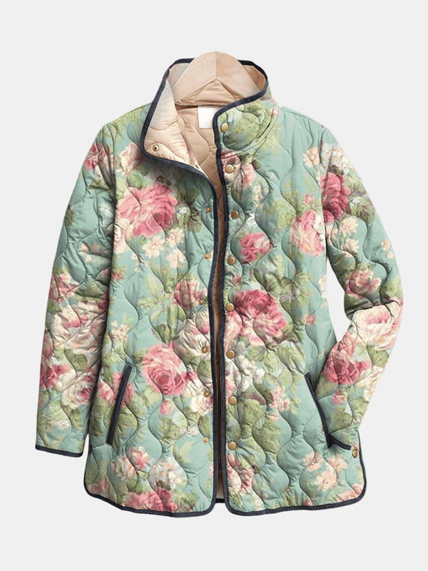 Martha women's sage floral quilted jacket
