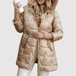 Pearl women's long faux fur collar coat