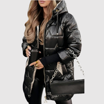 Pearl women's long faux fur collar coat