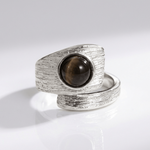 Silver Black Onyx Vintage Ring — (Adjustable)