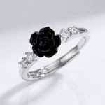 Silver Rose Diamond Ring — (Adjustable)