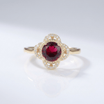 Gold Ruby Diamond Halo Ring