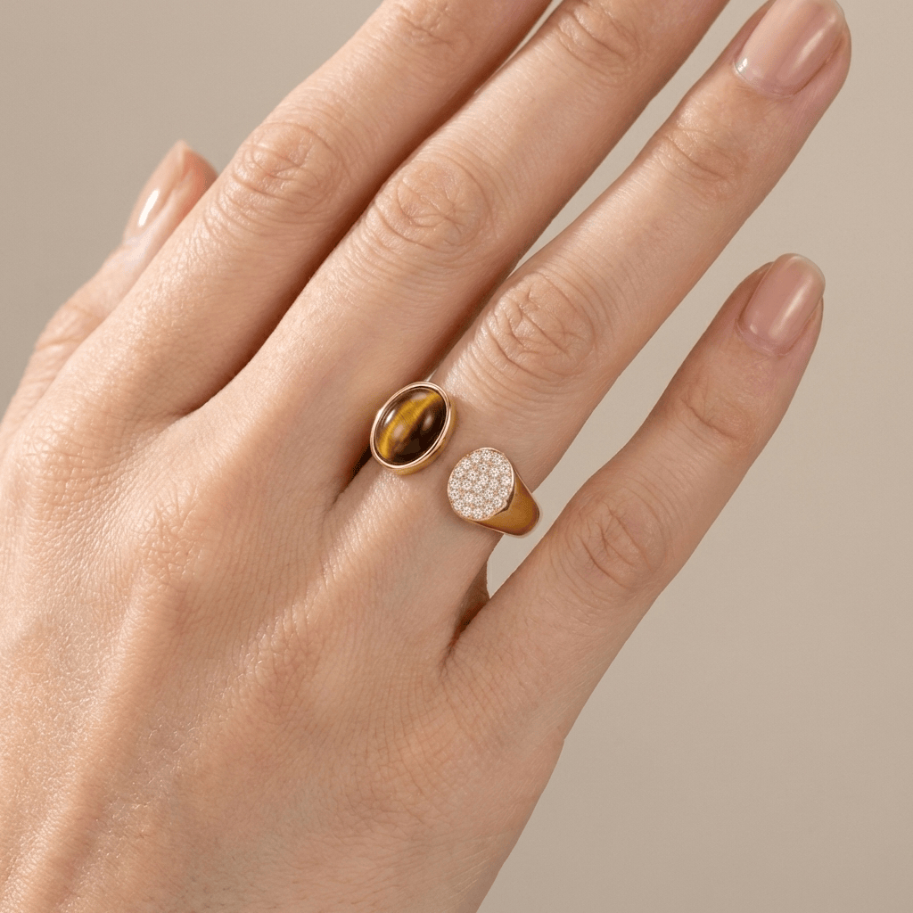 Gold Smoky Quartz Ring — (Adjustable)