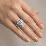 Aquamarine Crystal Silver Ring — (Adjustable)