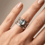Silver Labradorite Vintage Ring