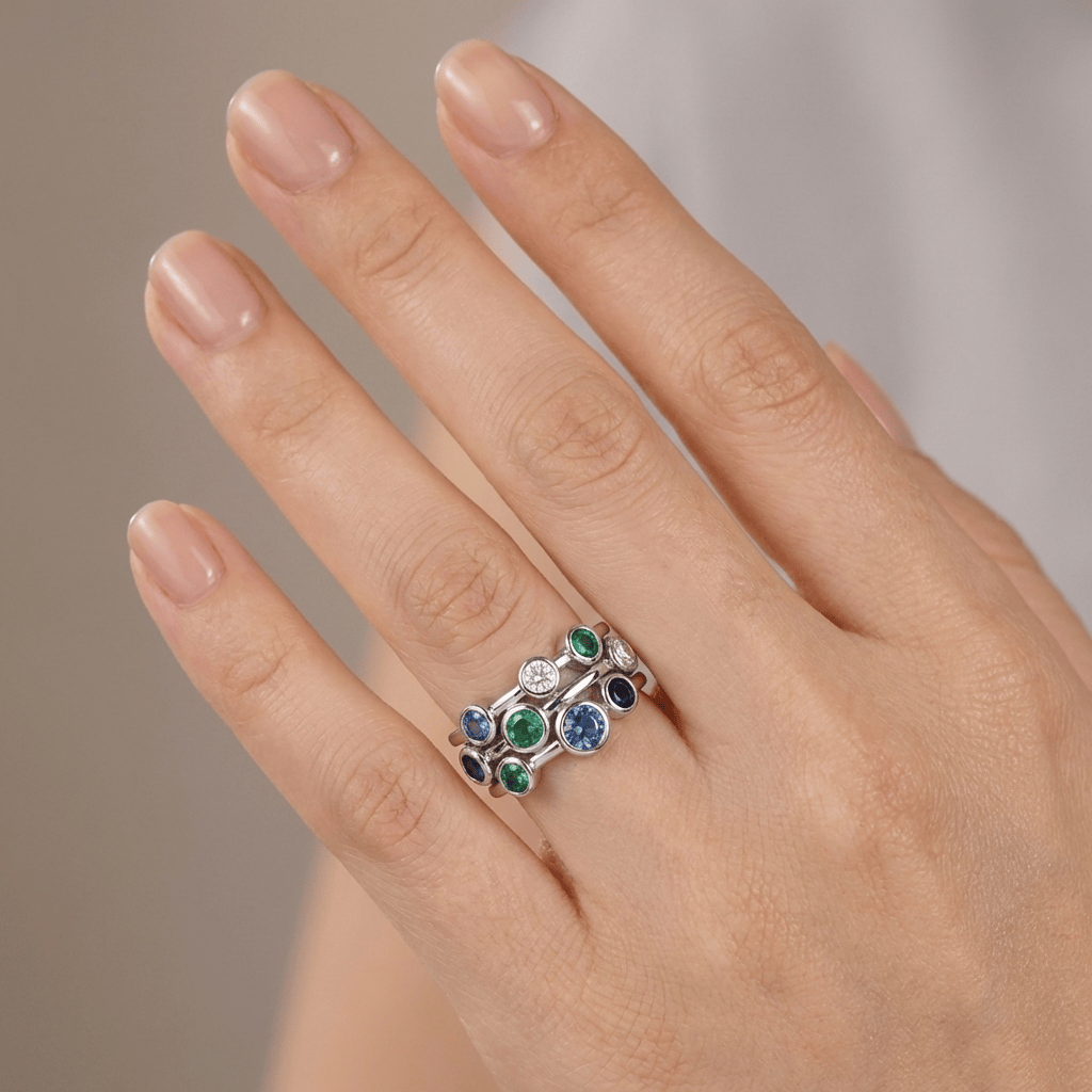 Silver Colourful Gemstone Ring
