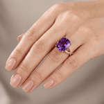 Rose Gold Amethyst Cushion Ring — (Adjustable)