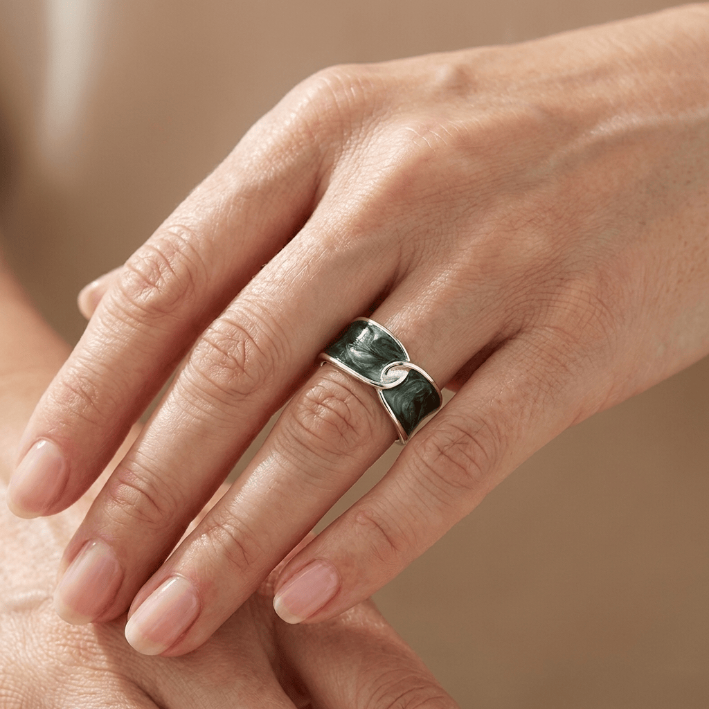 Jade Double Stone Ring — (Adjustable)
