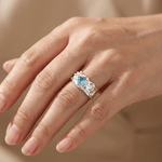 Silver Aquamarine Textured Ring — (Adjustable)
