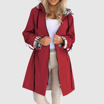 Amy women's long lightweight belted hooded coat