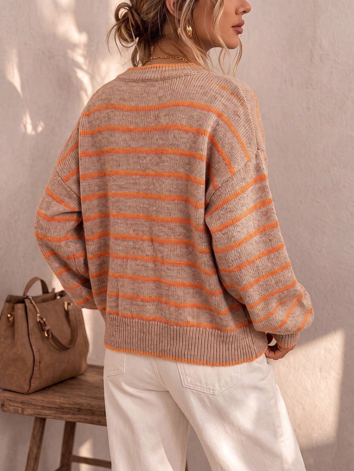 Amelia striped open-front cardigan