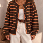 Amelia striped open-front cardigan