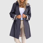Amy women's long lightweight belted hooded coat