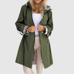 Amy women's long lightweight belted hooded coat