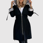 Amy women's long lightweight belted hooded coat