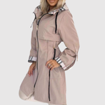 Amy women's long lightweight belted hooded coat