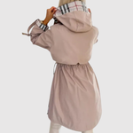 Amy women's long lightweight belted hooded coat